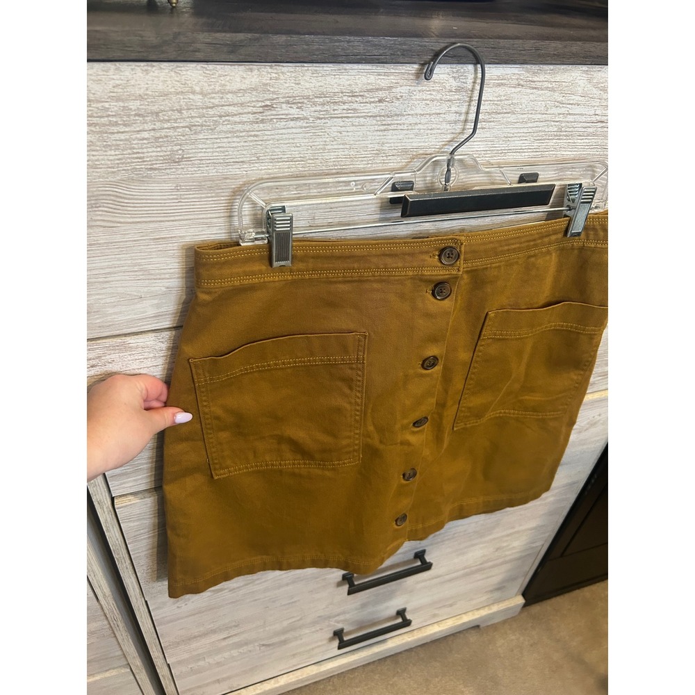 Old Navy Womens Mustard Yellow Button Front Twill Mini Skirt Size 12 NWT - Picture 3 of 6